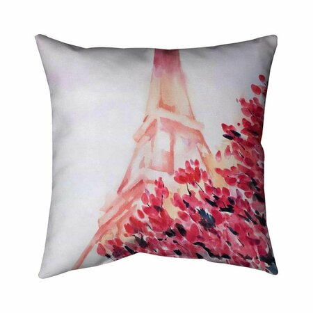 BEGIN HOME DECOR 26 x 26 in. Pink Eiffel Tower-Double Sided Print Indoor Pillow 5541-2626-ST55